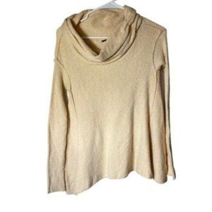 Free People Cream Peachy Long Sleeve Cowl Turtleneck Sweater Oversized XS